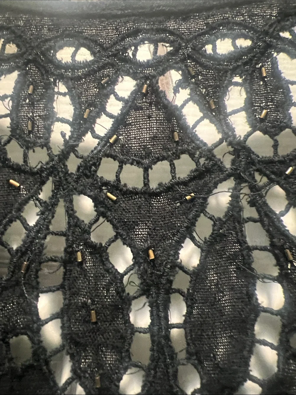 Free People Black Crochet Yoke Long Sleeve Tunic